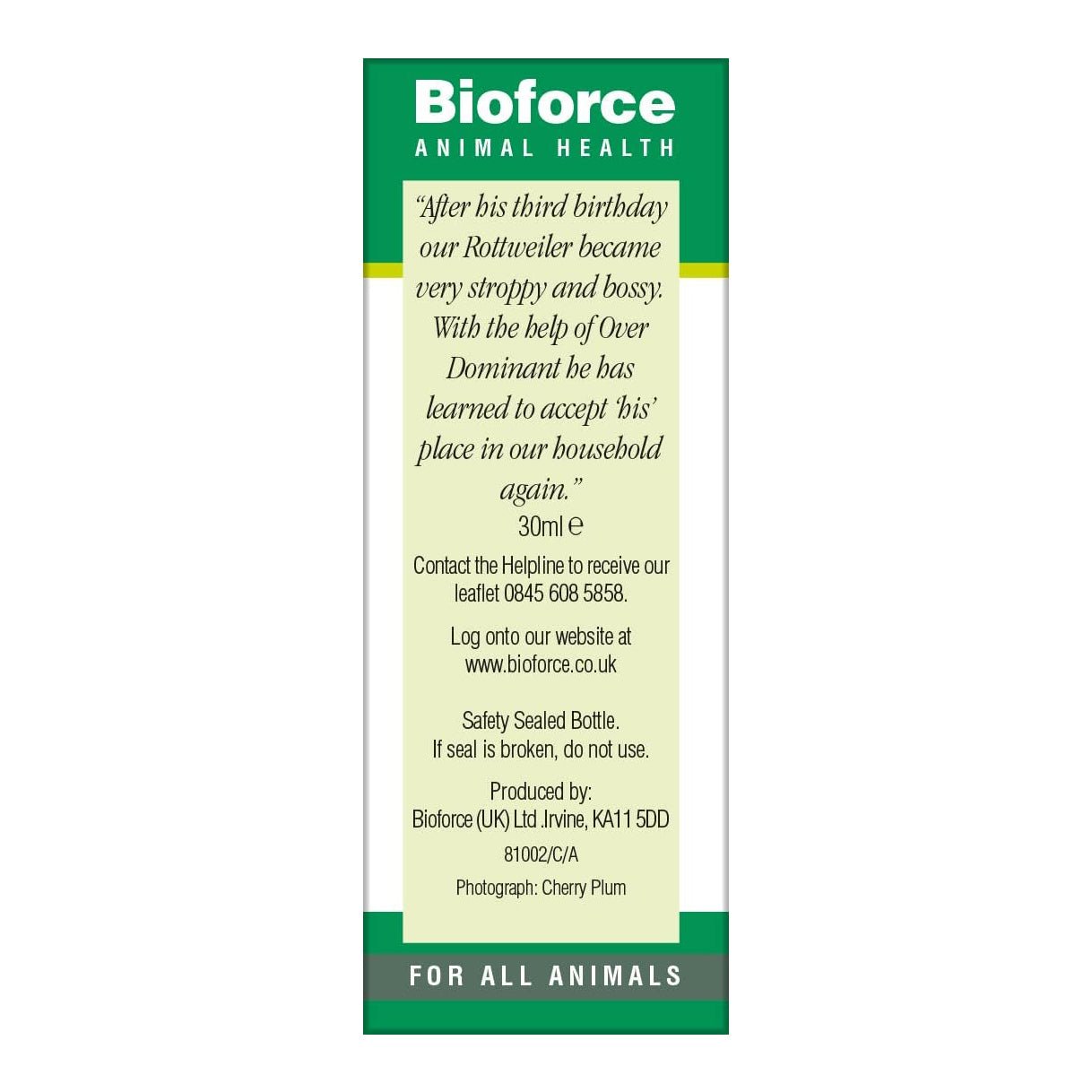Animal Essence Over Dominant 30ml - BioForce - Animal Essence - Eco Natural Products