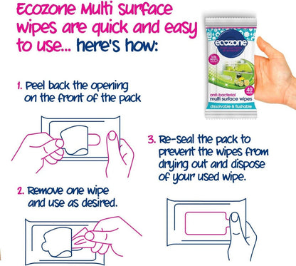 Anti Bac Multi Surface 40 Wipes - Ecozone - Eco Natural Products