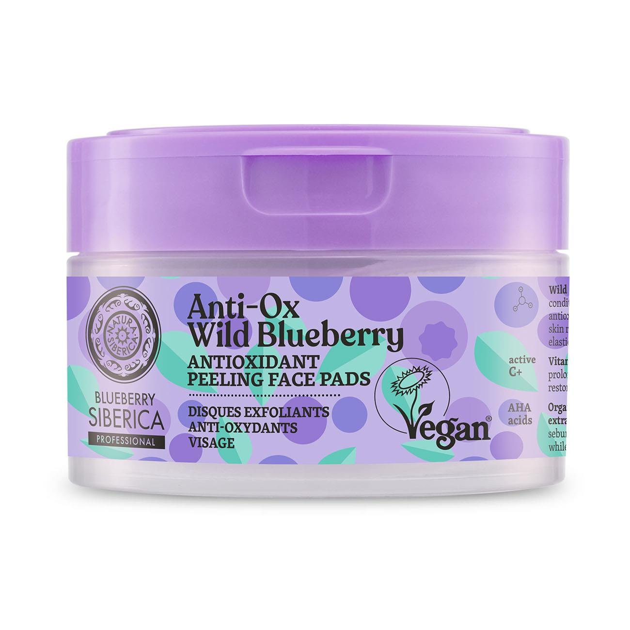 Anti - OX Wild Blueberry Peeling Face Pads 20 pcs - Natura Siberica - Face pads - Natura Siberica