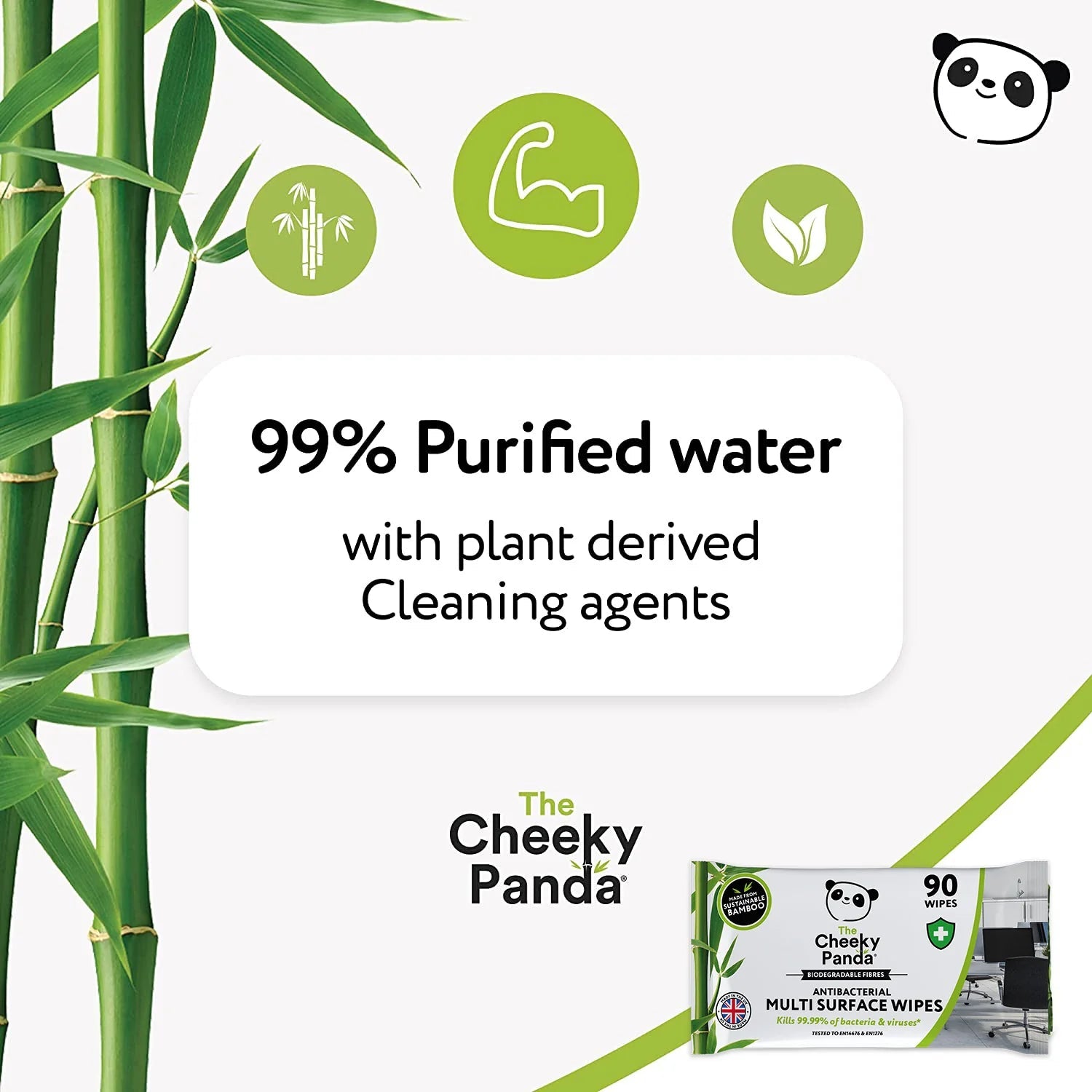 Antibacterial Multi Surface Wipes 100wipes - Cheeky Panda - Hand Sanitizers & Wipes - Eco Natural Products