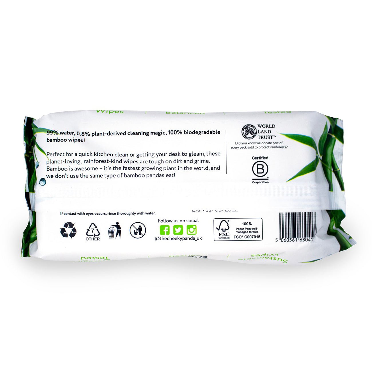 Antibacterial Multi Surface Wipes 100wipes - Eco Natural Products - Cheeky Panda - Hand Sanitizers & Wipes