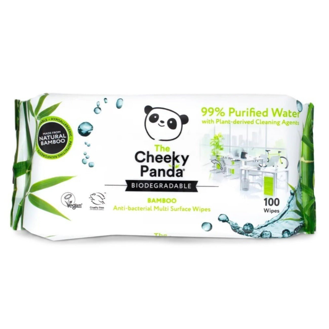 Antibacterial Multi Surface Wipes 100wipes - Eco Natural Products - Cheeky Panda - Hand Sanitizers & Wipes