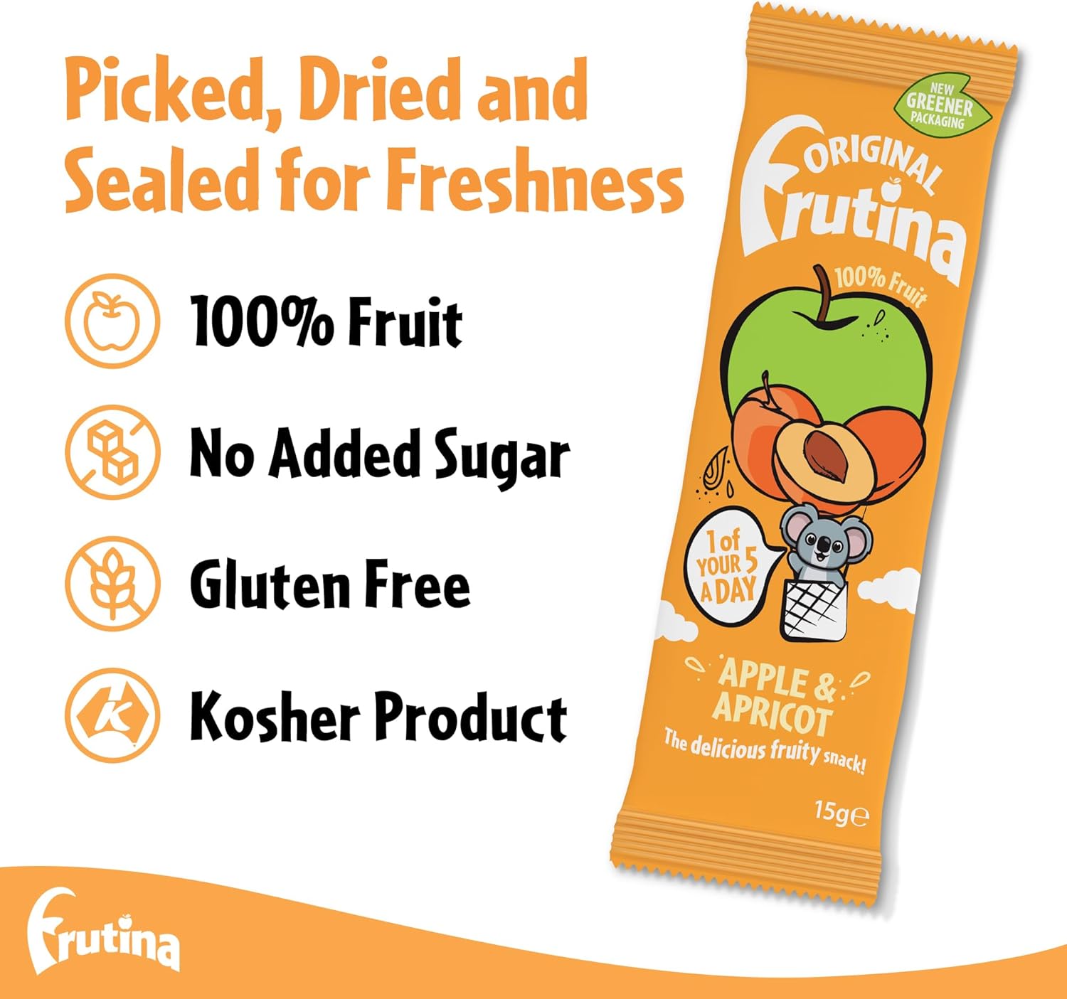 Apple & Apricot Real Fruit Snack 15g - Frutina - Fruit snack - Eco Natural Products