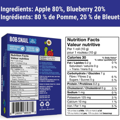 Apple - Blueberry Fruit Rolls 100g - Bob Snail - Fruit Snacks - Eco Natural Products