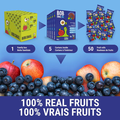 Apple - Blueberry Fruit Rolls 100g - Bob Snail - Fruit Snacks - Eco Natural Products