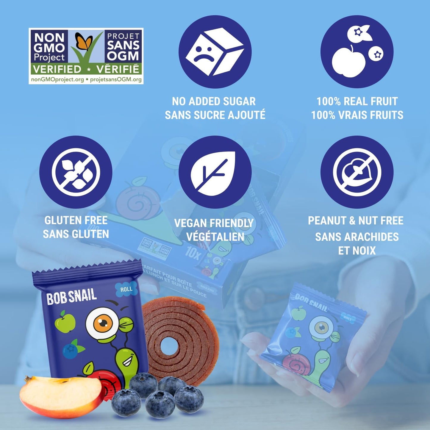 Apple - Blueberry Fruit Rolls 100g - Bob Snail - Fruit Snacks - Eco Natural Products