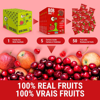 Apple - Cherry Fruit Rolls 100g - Bob Snail - Fruit Snacks - Eco Natural Products