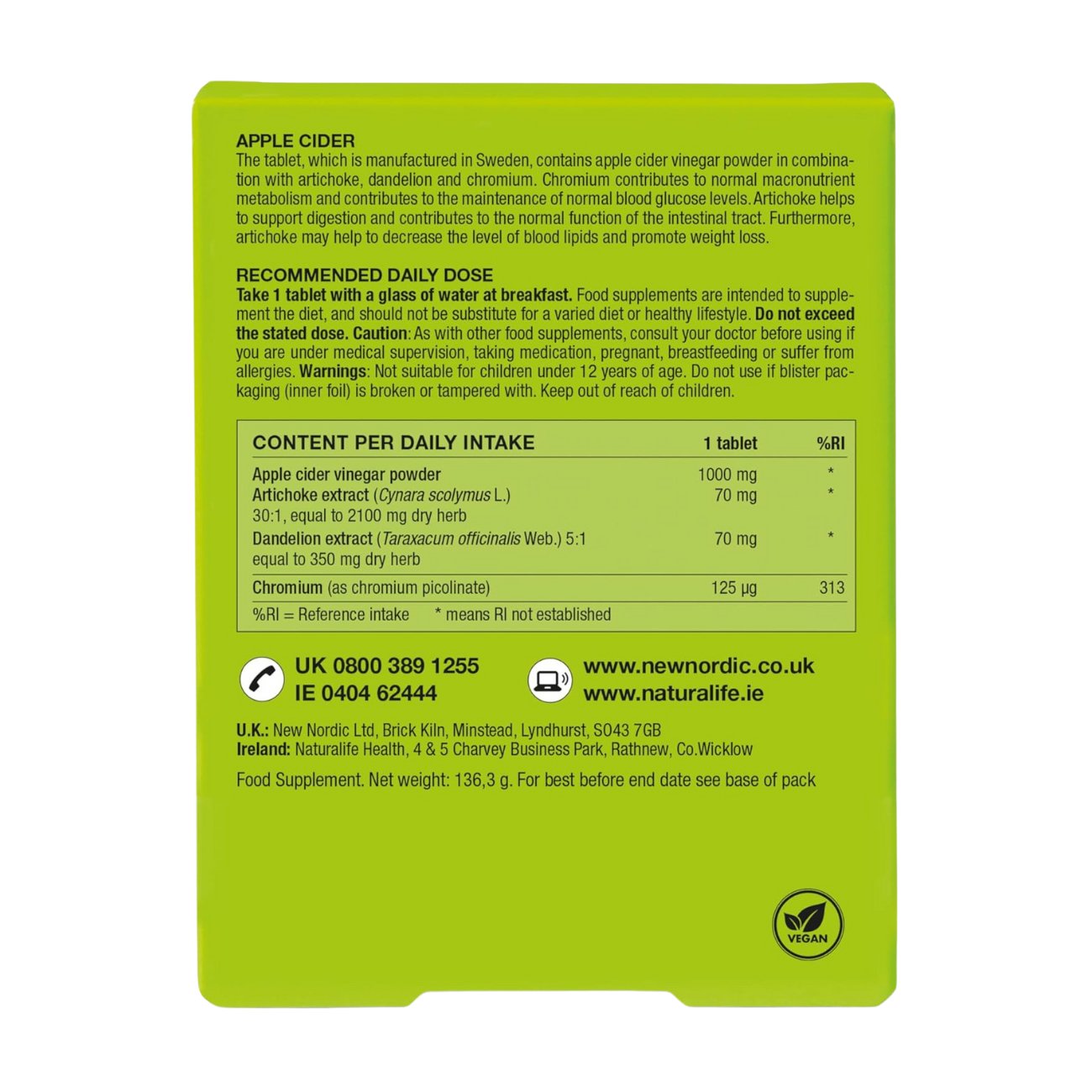 Apple Cider Mega Strength 30 Tablets - New Nordic - Food supplements - Eco Natural Products