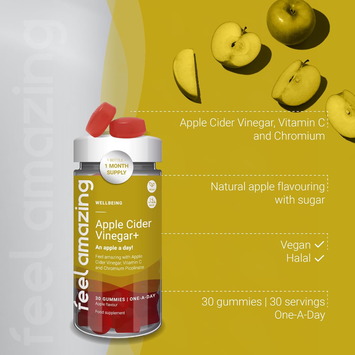 Apple Cider Vinegar+ 30 Gummies - Eco Natural Products - Feel Amazing - Food Supplement