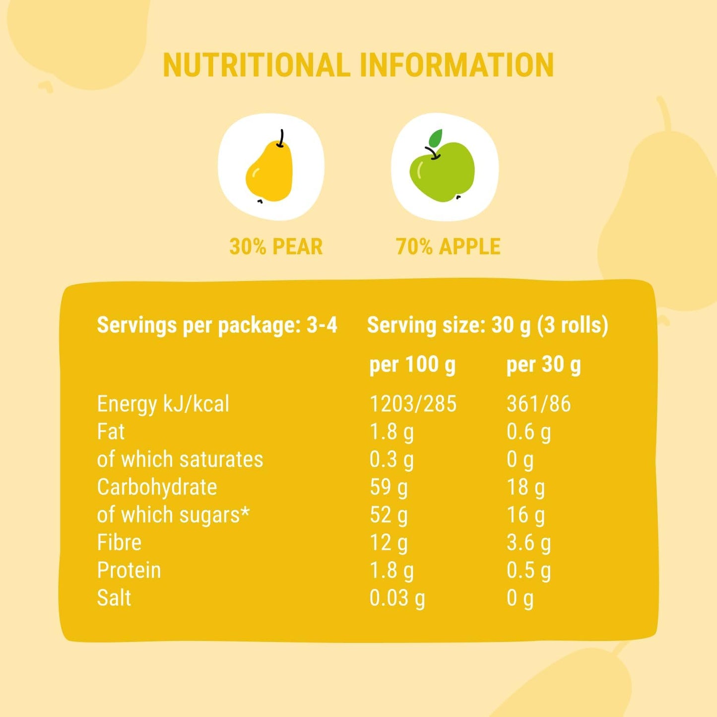 Apple - Pear Fruit Rolls 100g - Bob Snail - Fruit Snacks - Eco Natural Products