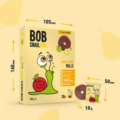 Apple - Pear Fruit Rolls 100g - Bob Snail - Fruit Snacks - Eco Natural Products