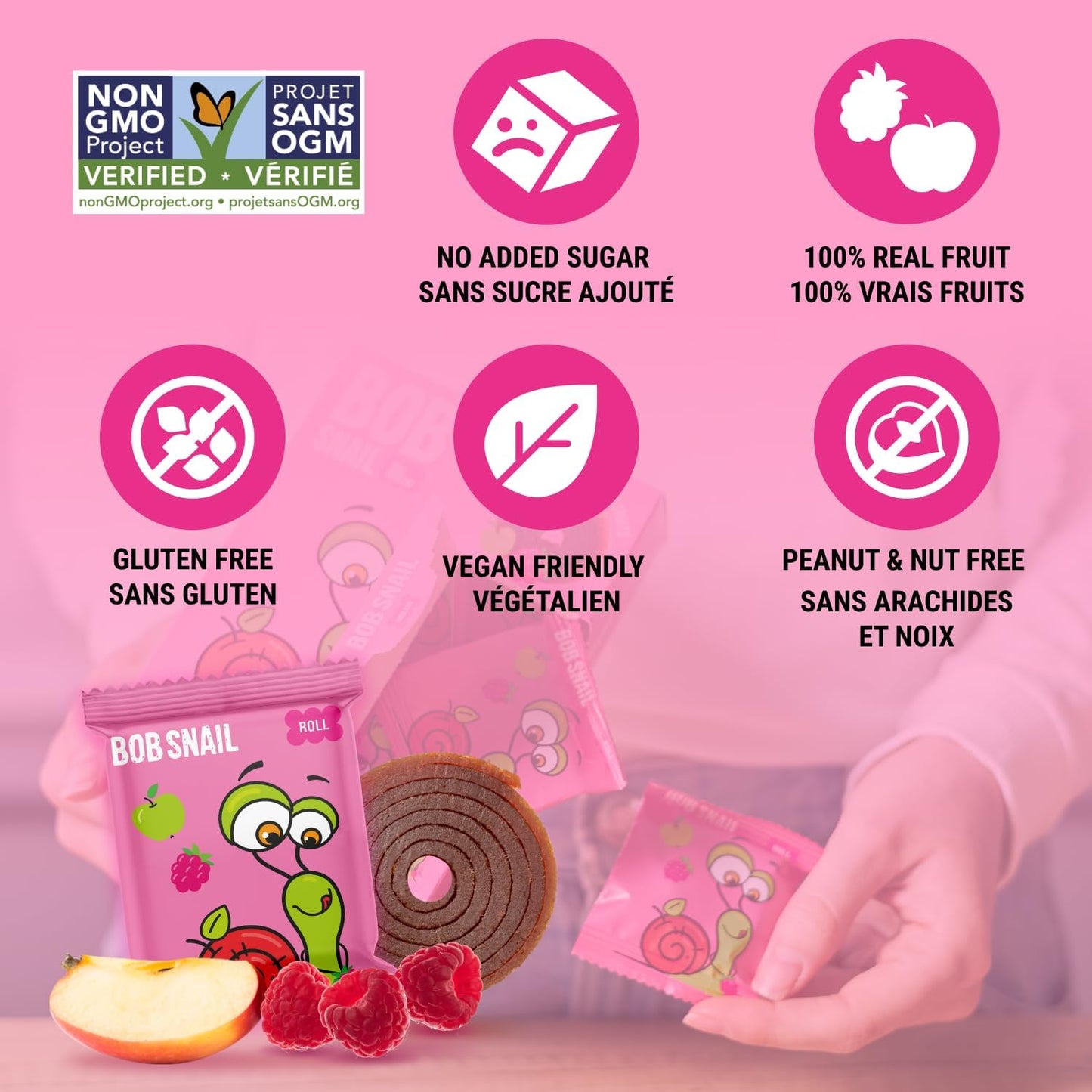 Apple - Raspberry Fruit Rolls 30g - Bob Snail - Fruit Snacks - Eco Natural Products