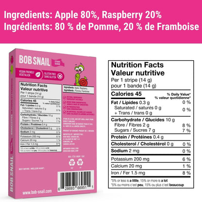 Apple - Raspberry Fruit Stripes 84g - Bob Snail - Fruit Snacks - Eco Natural Products