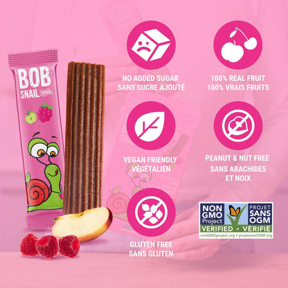 Apple - Raspberry Fruit Stripes 84g - Bob Snail - Fruit Snacks - Eco Natural Products