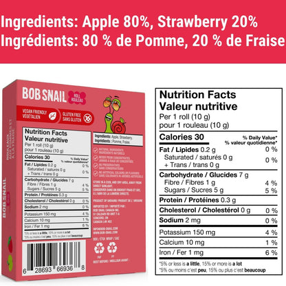 Apple - Strawberry Fruit Rolls 100g - Bob Snail - Fruit Snacks - Eco Natural Products
