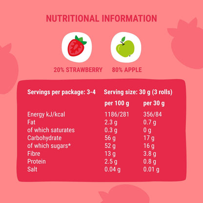 Apple - Strawberry Fruit Rolls 100g - Bob Snail - Fruit Snacks - Eco Natural Products