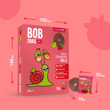 Apple - Strawberry Fruit Rolls 100g - Bob Snail - Fruit Snacks - Eco Natural Products