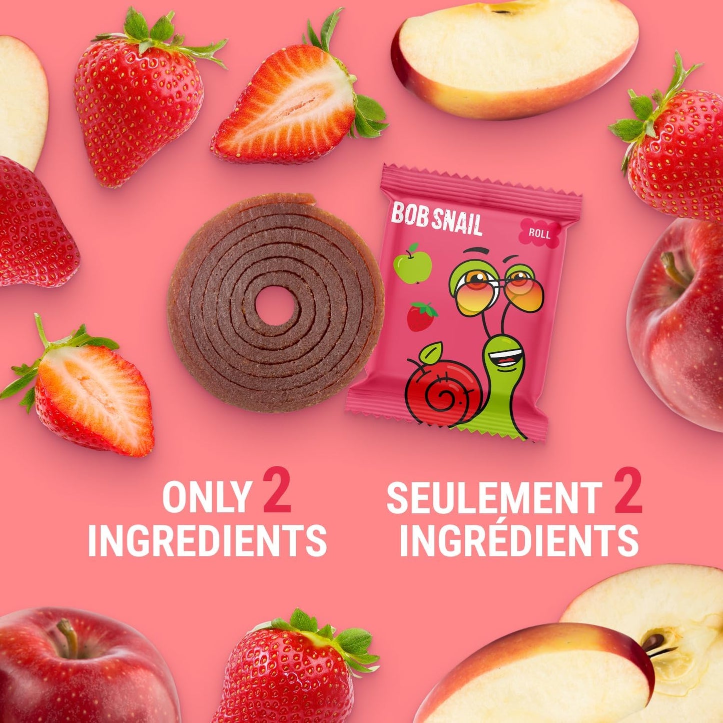 Apple - Strawberry Fruit Rolls 30g - Bob Snail - Fruit Snacks - Eco Natural Products
