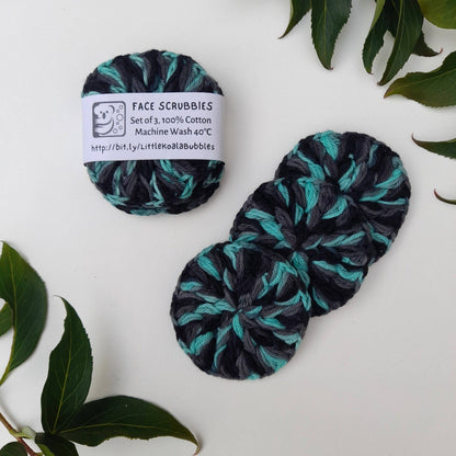 Aqua Dream 100% Cotton Face Scrubbies 3pcs - Little Koala Bubbles - Cleansing Pad - Eco Natural Products