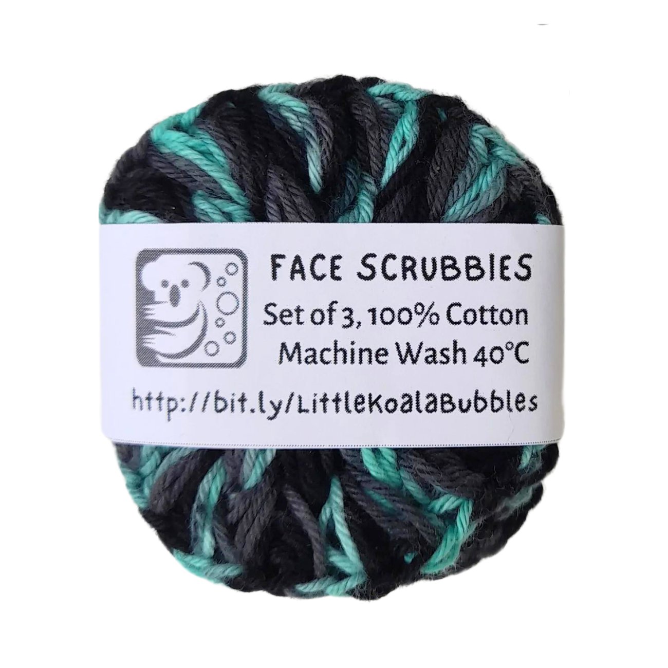 Aqua Dream 100% Cotton Face Scrubbies 3pcs - Little Koala Bubbles - Cleansing Pad - Eco Natural Products
