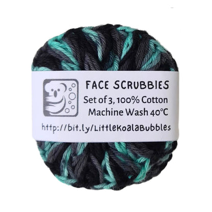 Aqua Dream 100% Cotton Face Scrubbies 3pcs - Little Koala Bubbles - Cleansing Pad - Eco Natural Products