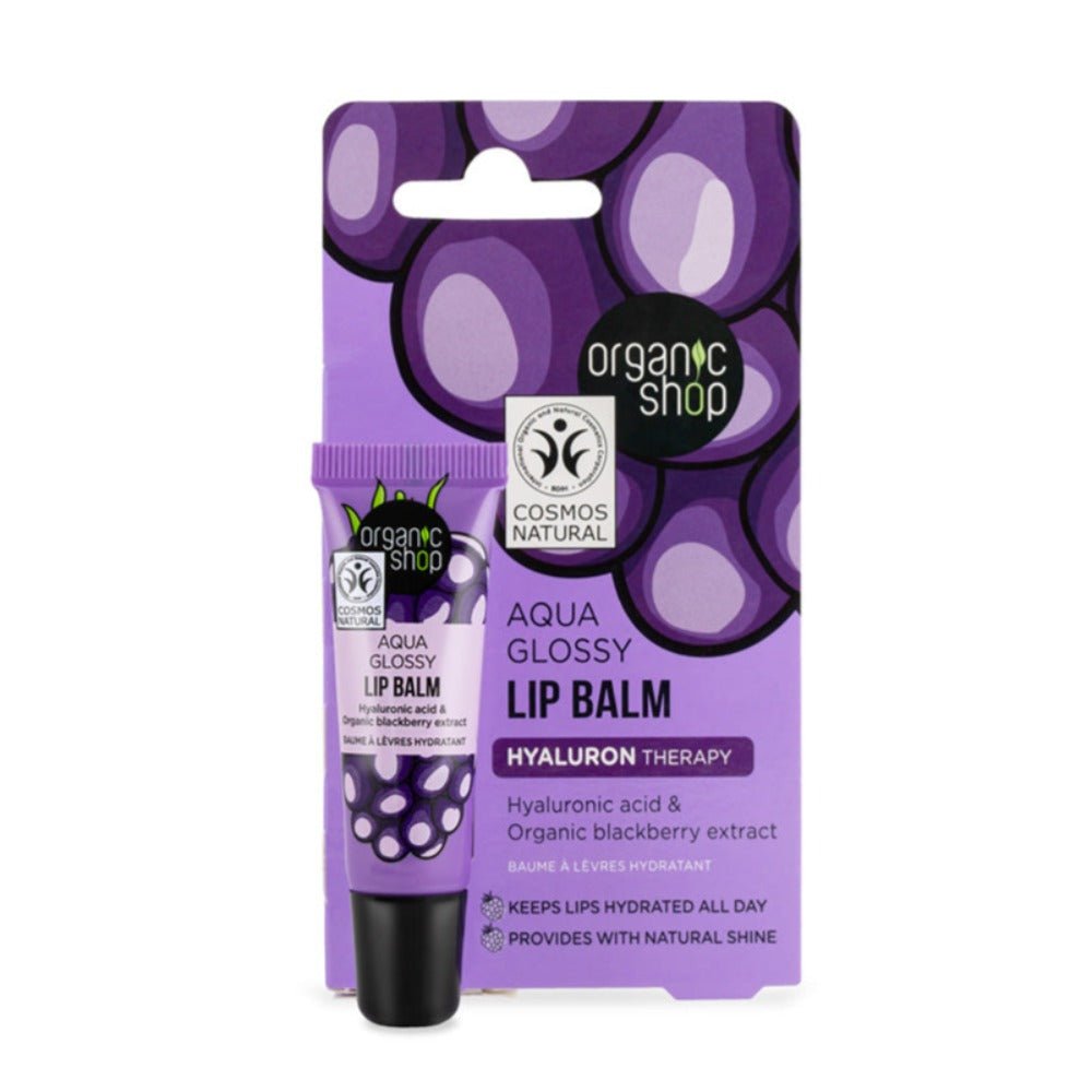 Aqua Glossy Hyaluronic Acid & Blackberry Extract Lip Balm 10ml - Organic Shop - Lip Balm - Eco Natural Products