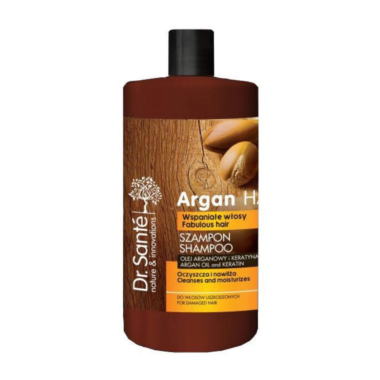 Argan Hair Shampoo for Damaged Hair with Keratin 1000ml - Eco Natural Products - Dr. Sante - Shampoo