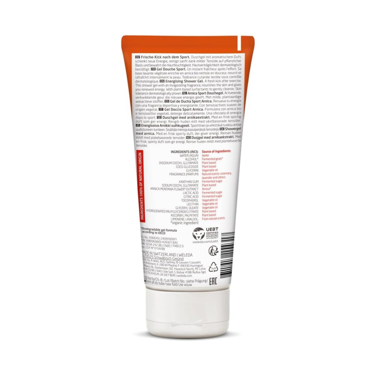 Arnica Sports Shower Gel 200ml - Weleda - Body Wash - Eco Natural Products