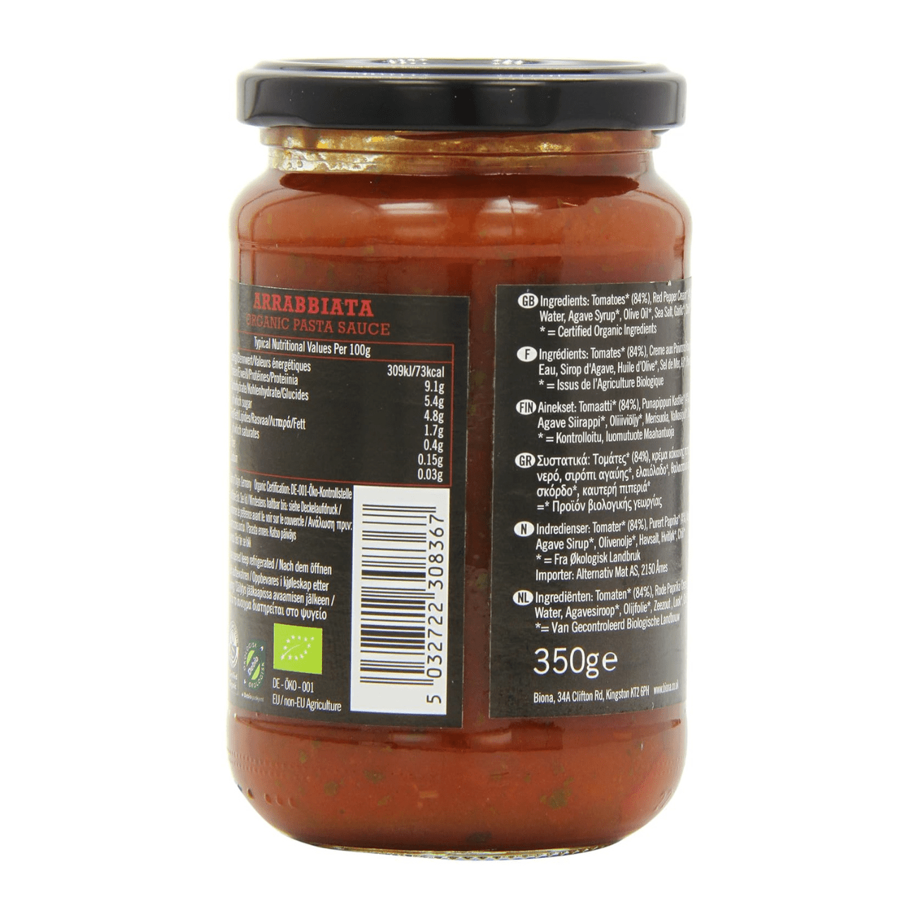 Arrabbiata Pasta Sauce Hot & Spicy 350g - Biona - Pasta Sauce - Eco Natural Products