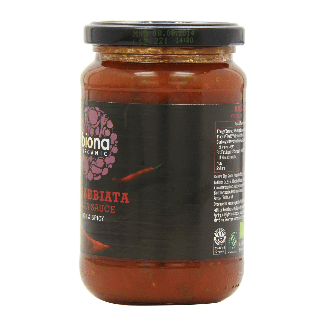 Arrabbiata Pasta Sauce Hot & Spicy 350g - Biona - Pasta Sauce - Eco Natural Products