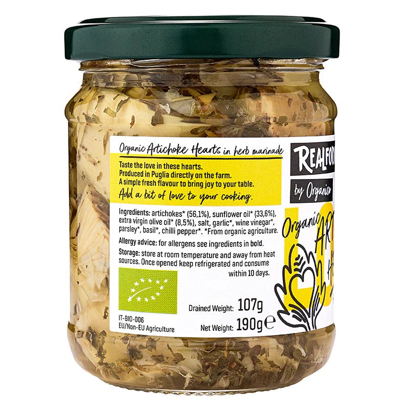 Artichoke Hearts in Oil 190g - Organico - Artichoke Hearts - Eco Natural Products