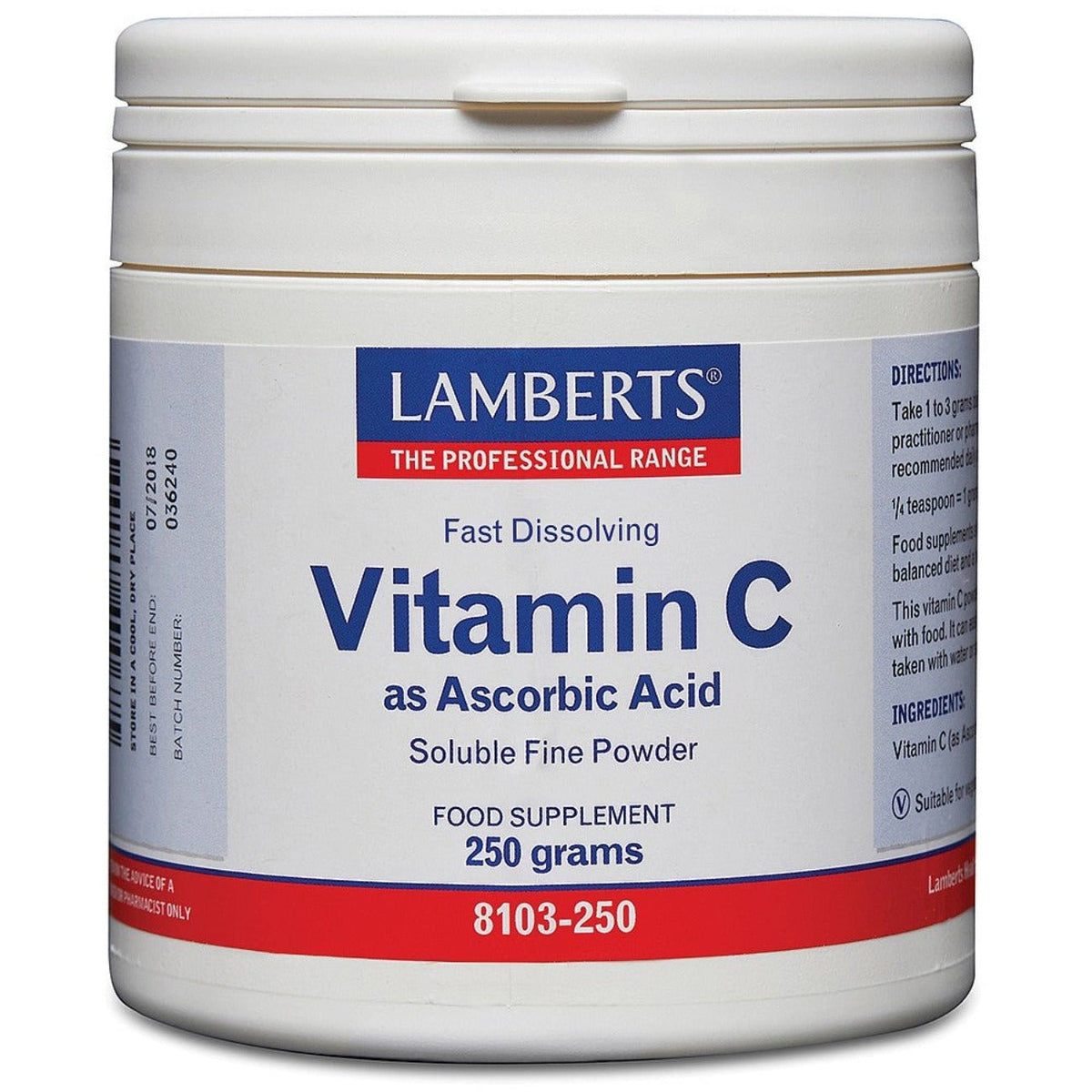 Ascorbic Acid 250g - Lamberts - Food Supplement - Eco Natural Products