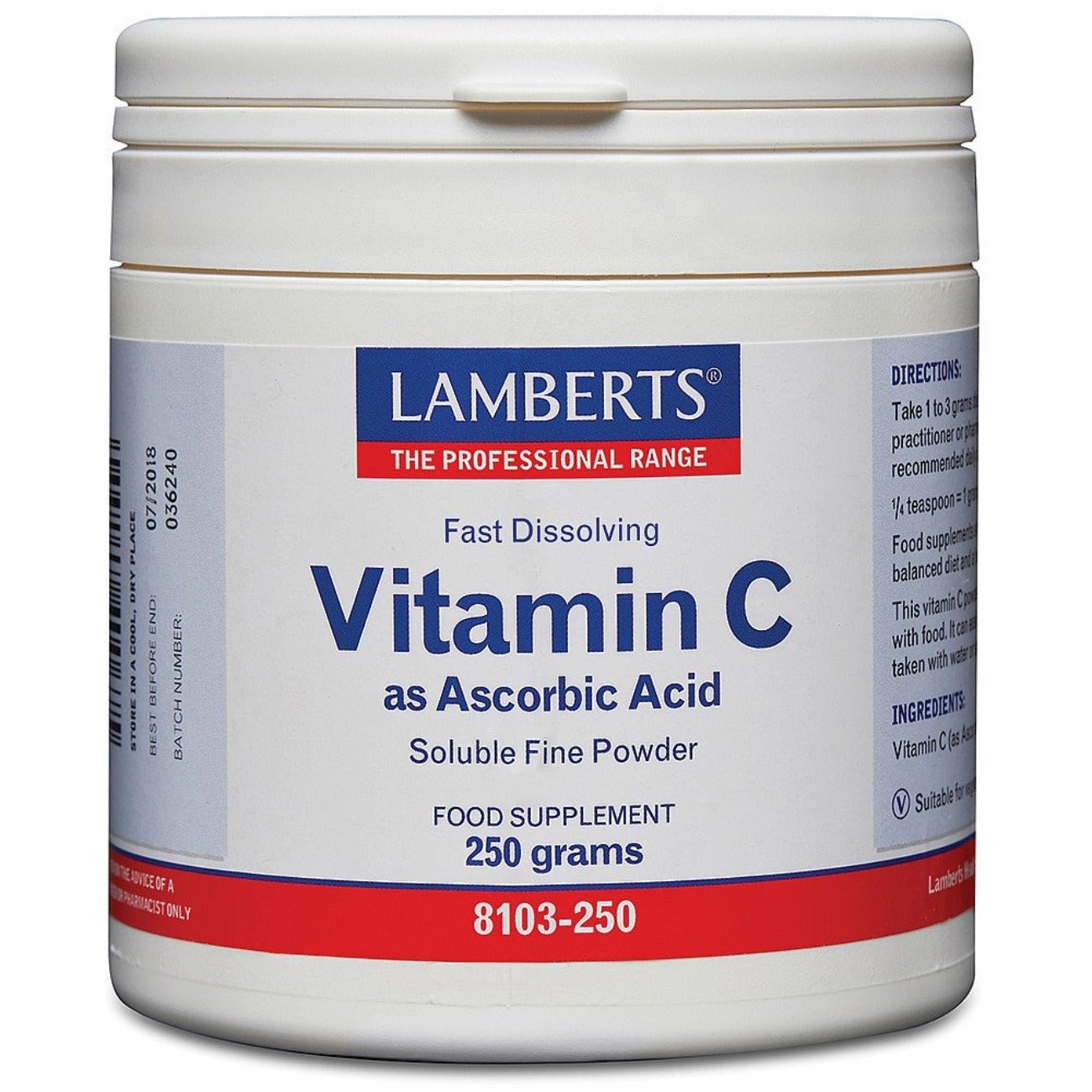Ascorbic Acid 250g - Lamberts - Food Supplement - Eco Natural Products