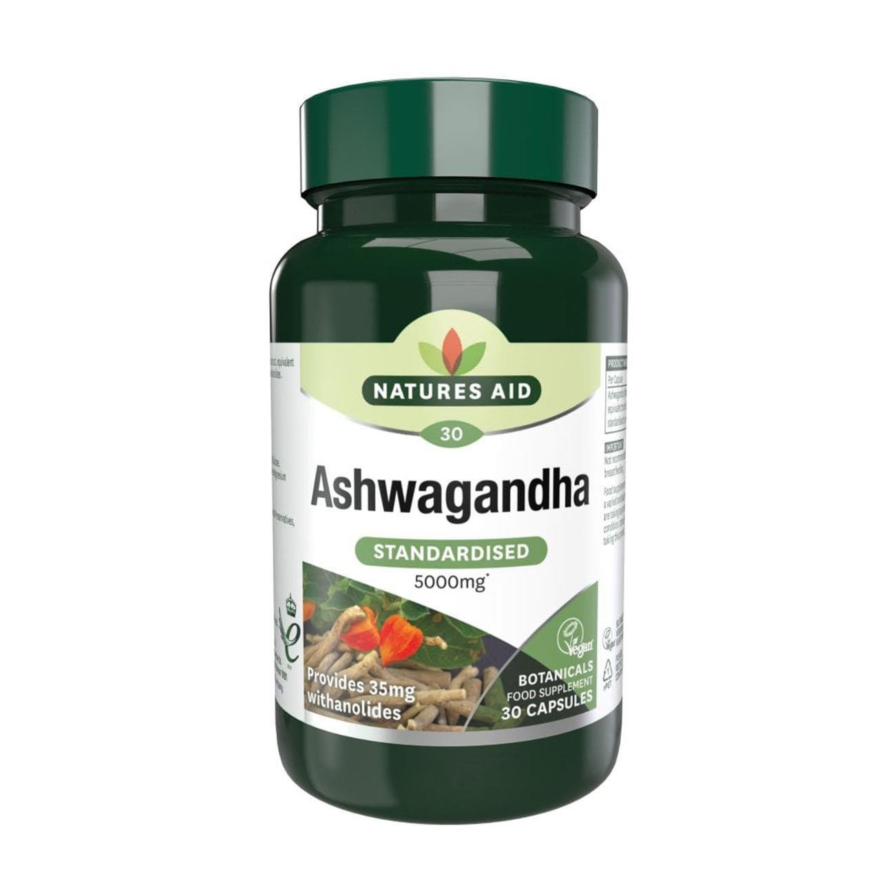 Ashwagandha 5000mg 30 Capsules - Eco Natural Products - Natures Aid - Food Supplements