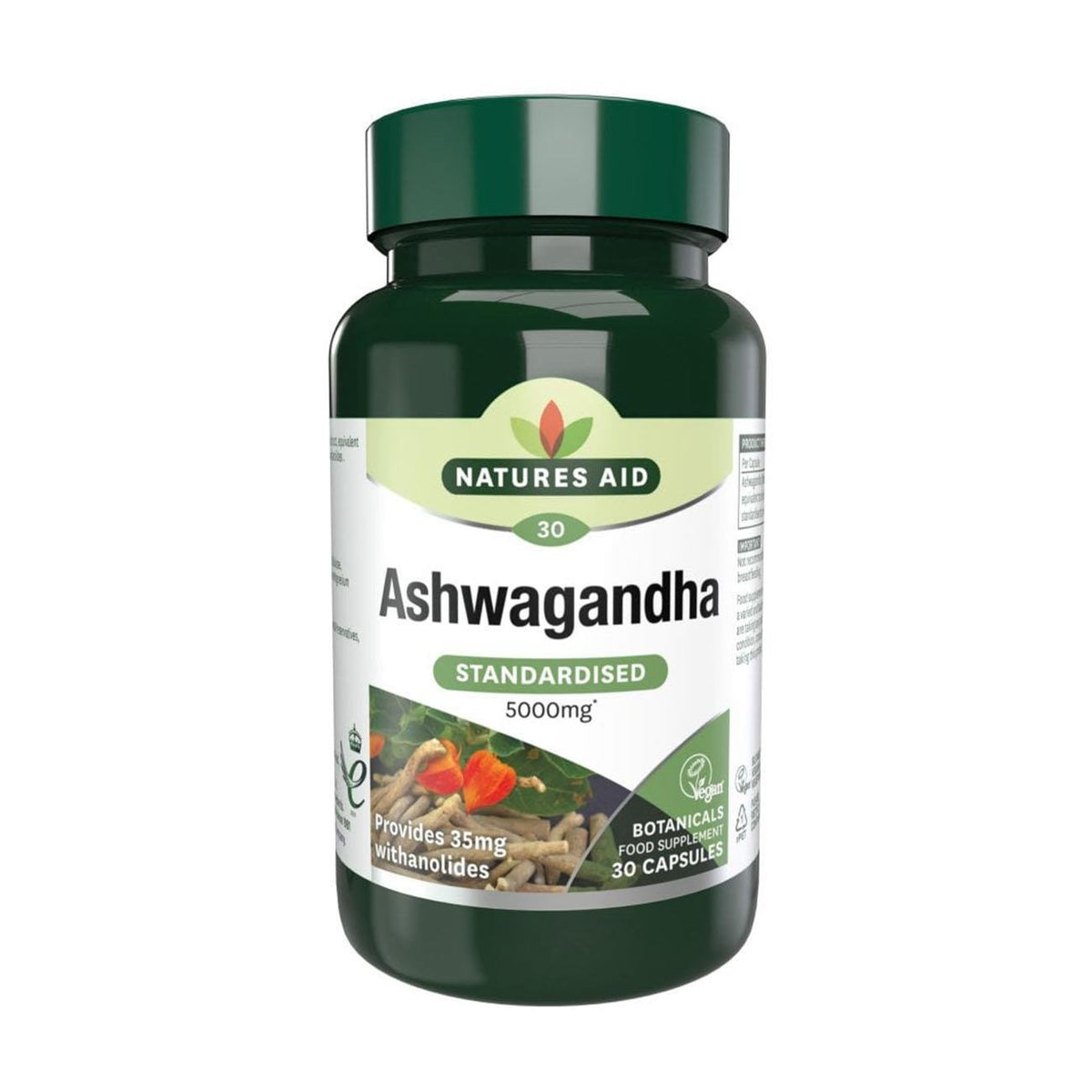 Ashwagandha 5000mg 30 Capsules - Natures Aid - Food Supplements - Eco Natural Products