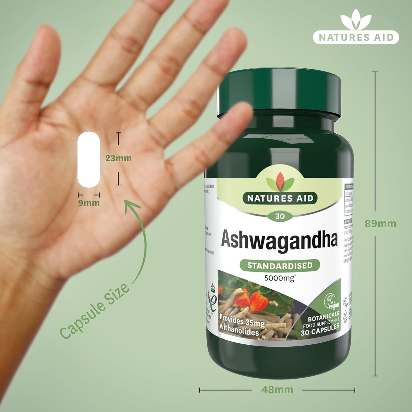 Ashwagandha 5000mg 30 Capsules - Natures Aid - Food Supplements - Eco Natural Products