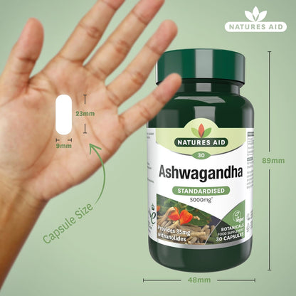 Ashwagandha 5000mg 30 Capsules - Natures Aid - Food Supplements - Eco Natural Products