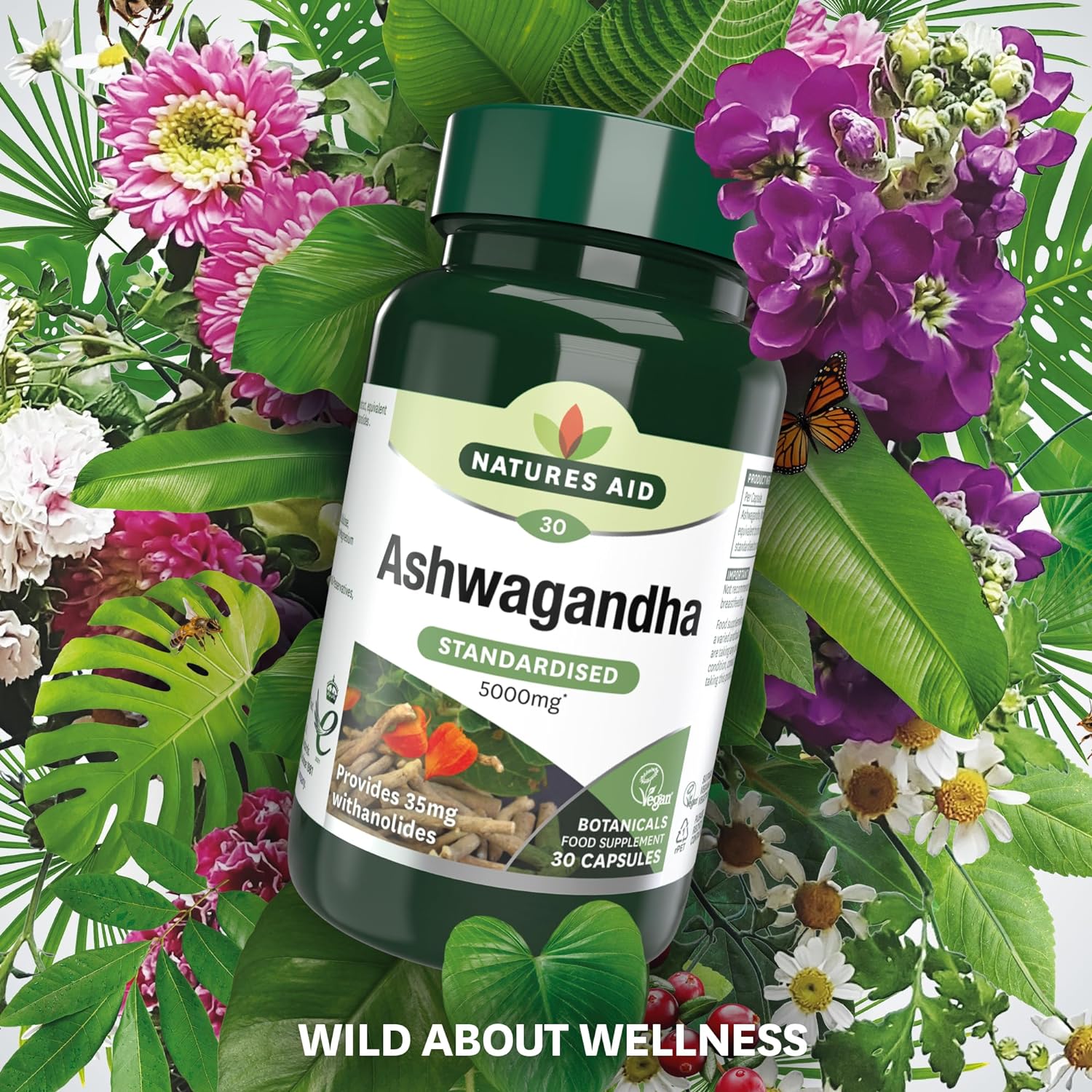 Ashwagandha 5000mg 30 Capsules - Natures Aid - Food Supplements - Eco Natural Products