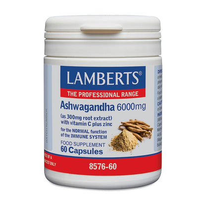 Ashwagandha 6000mg 60 Caps - Lamberts - Food Supplement - Eco Natural Products