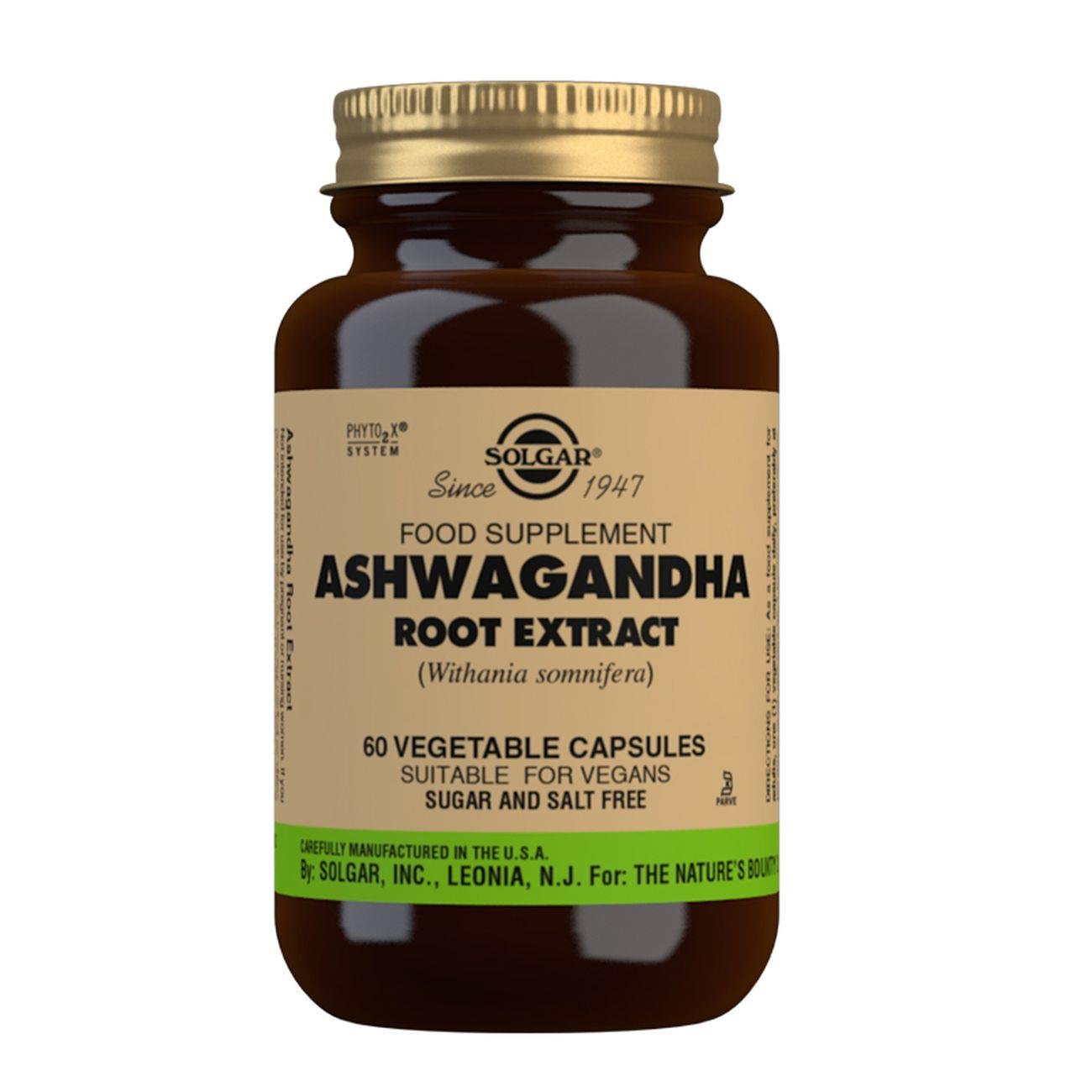 Ashwagandha Root Extract - 60 Vegetable Capsules - Eco Natural Products - Solgar - Botanical & Food Supplements