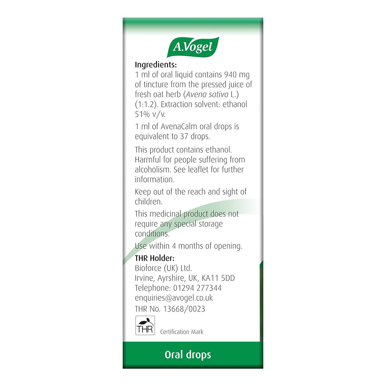 AvenaCalm Avena Sativa Oral Drops 50ml - A. Vogel - Herbal Supplements - Eco Natural Products