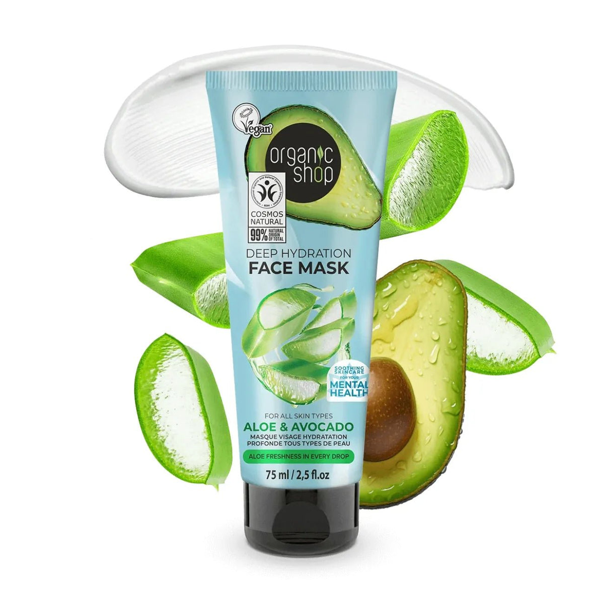 Avocado and Aloe Deep Hydration Face Mask All Skin Types 75ml - Organic Shop - Skin Care Masks & Peels - Organic Shop