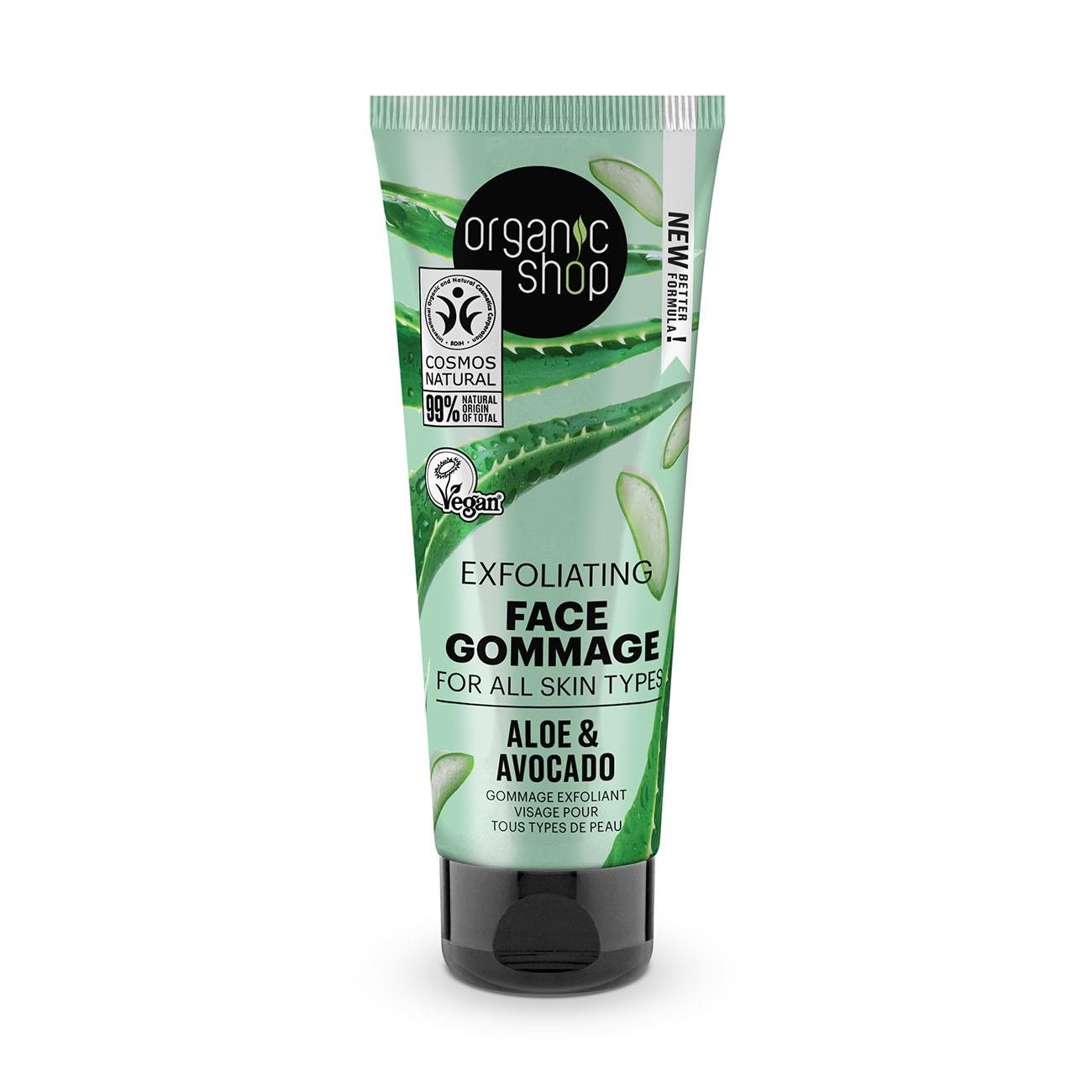 Avocado and Aloe Exfoliating Face Gommage All Skin Types 75ml - Organic Shop - Face Gommage - Eco Natural Products