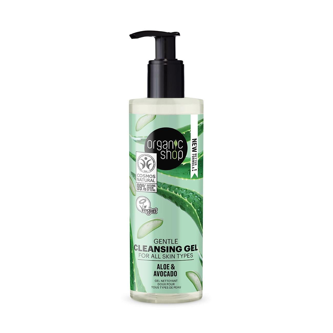 Avocado and Aloe Gentle Cleansing Gel for All Skin Types 200 ml - Organic Shop - Cleansing Gel - Eco Natural Products