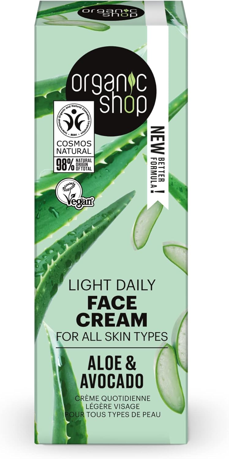 Avocado and Aloe Light Daily Face Cream for All Skin Types 50 ml - Organic Shop - Face Cream - Eco Natural Products