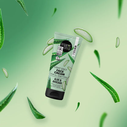 Avocado and Aloe Light Daily Face Cream for All Skin Types 50 ml - Organic Shop - Face Cream - Eco Natural Products