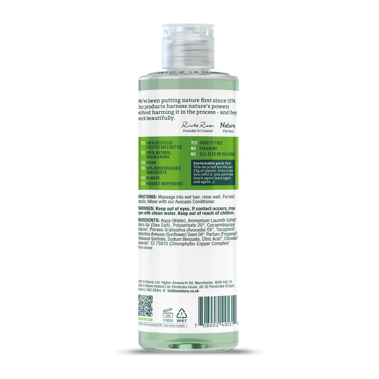 Avocado Shampoo 400ml - Eco Natural Products - Faith in Nature - Shampoo