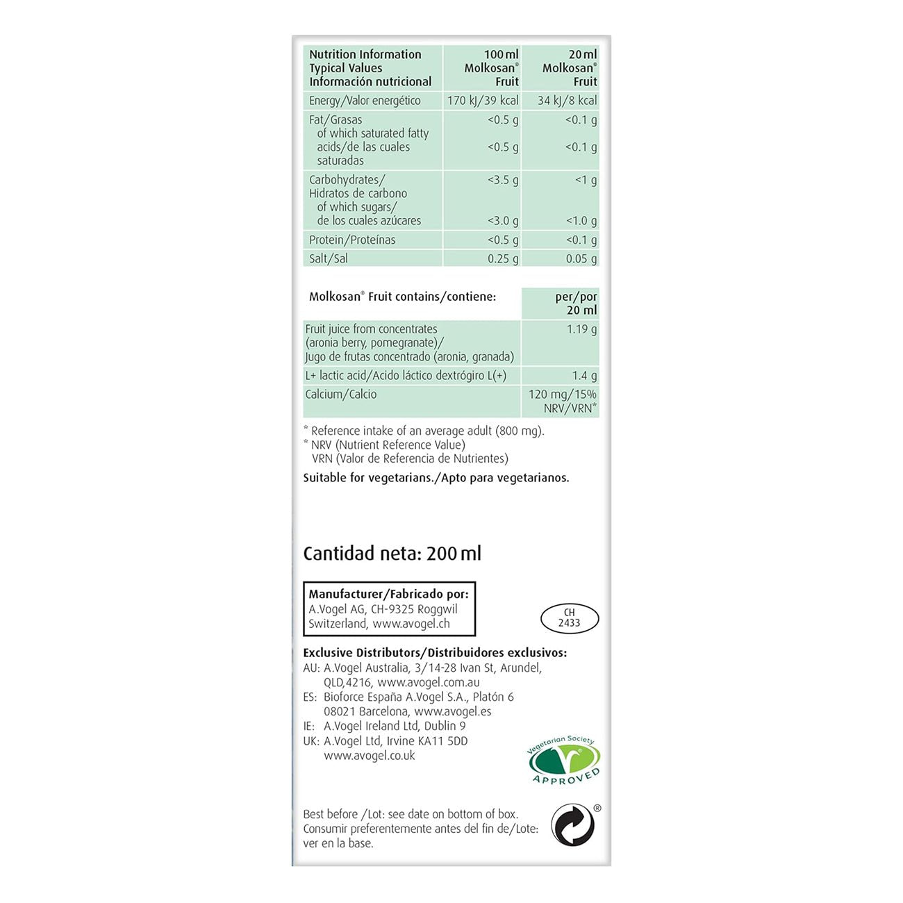 A.Vogel Fruit Molkosan 200ml - A. Vogel - Natural remedies - Eco Natural Products