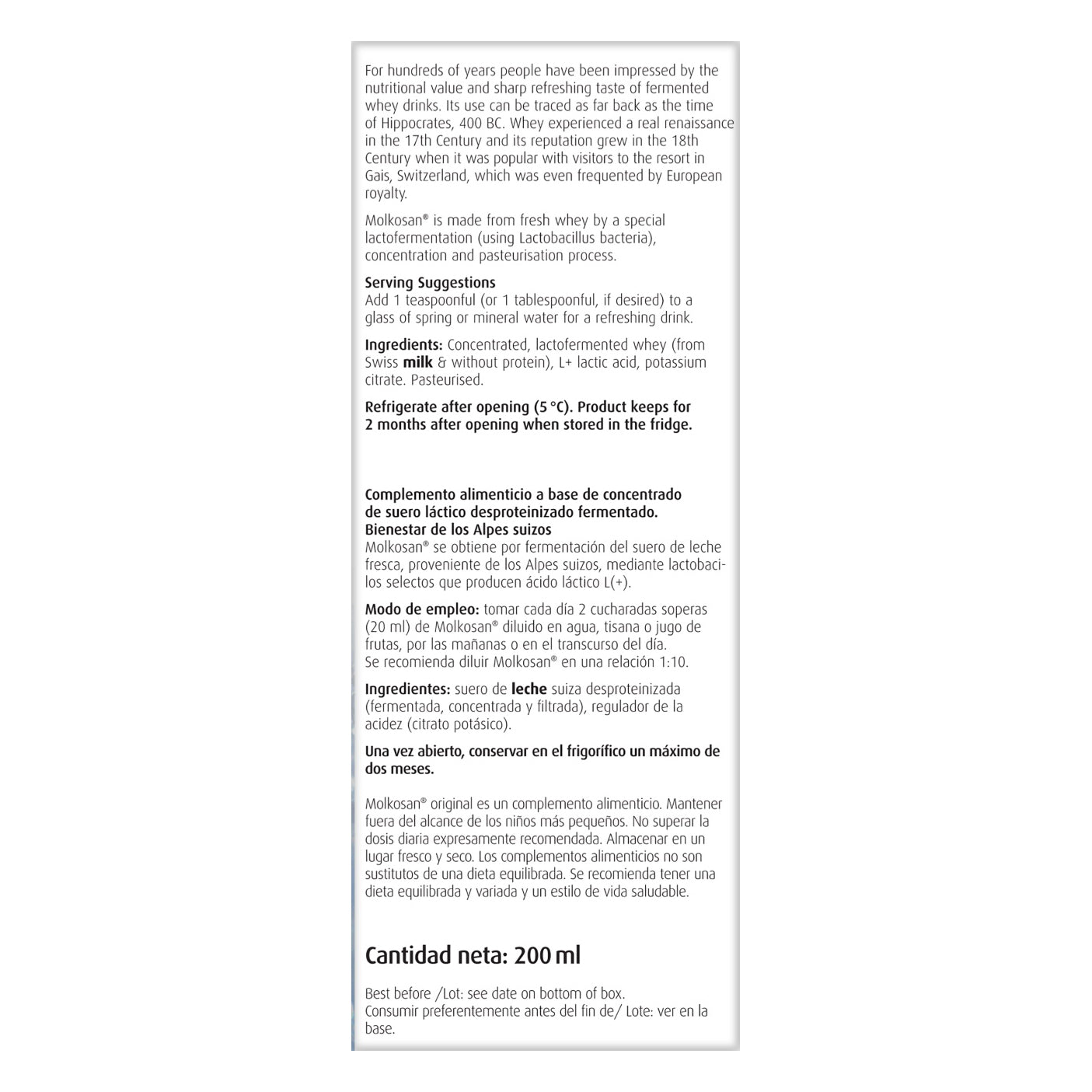 A.Vogel Original Molkosan 200ml - A. Vogel - Natural remedies - Eco Natural Products