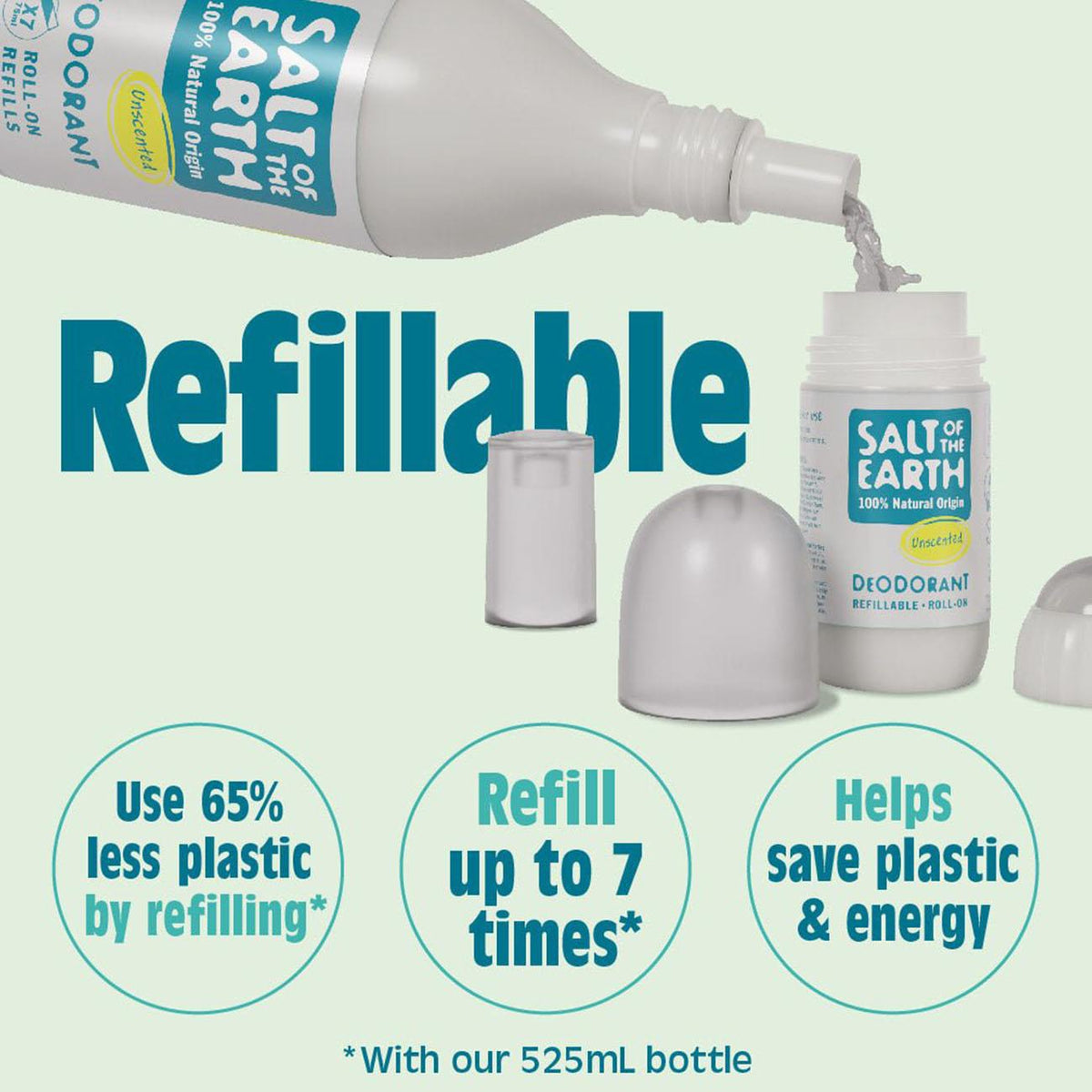 Unscented Refillable Roll-On Deodorant 75ml